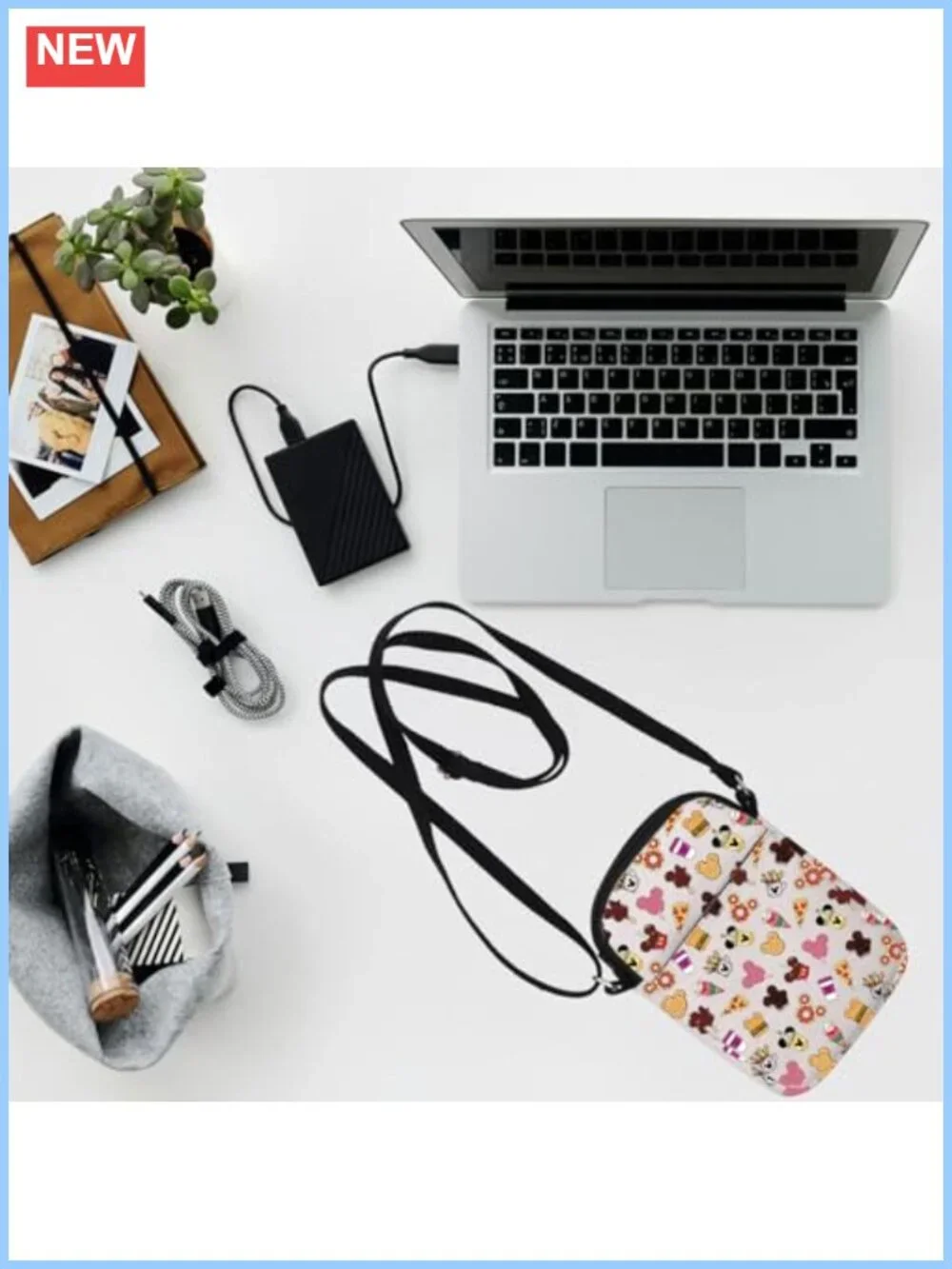 Printed Canvas Crossbody Bag Novelty Snack Zipper Pouch